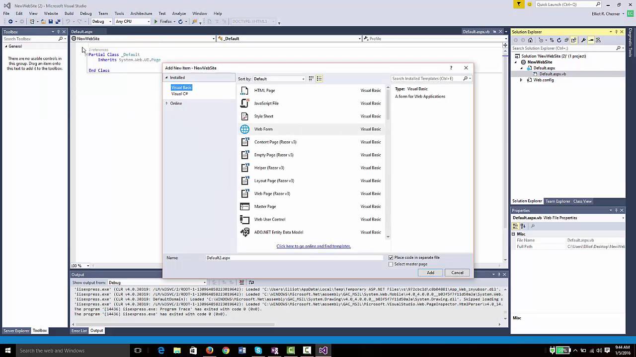 Basic ASP.NET Website using Visual Basic