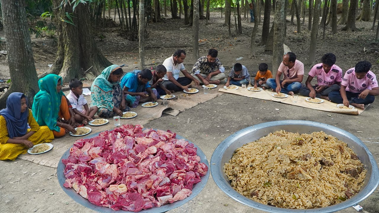 গরুর গোস্তের তেহারি বিরিয়ানি রান্না - প্রত্যন্ত গ্রামের ভাবির বাড়িতে আয়োজন - Beef Tehari & Eggs