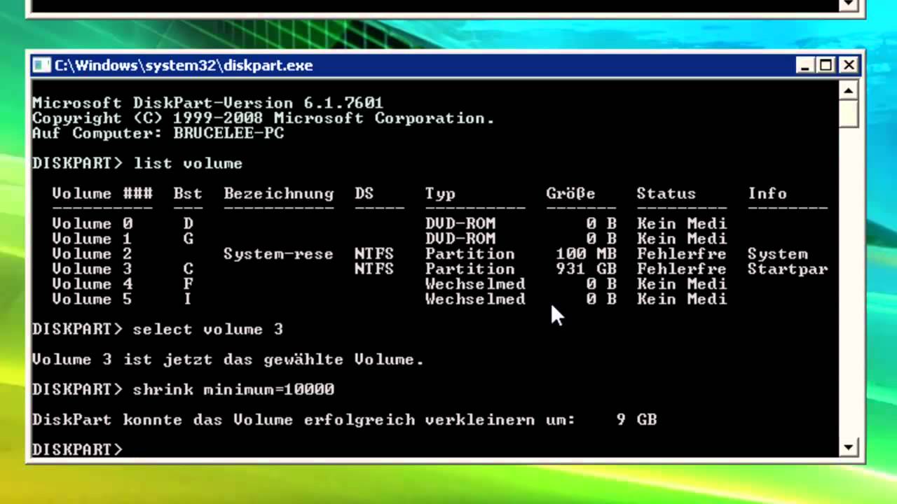 Festplatte mit CMD partitionieren [GER] [HD]