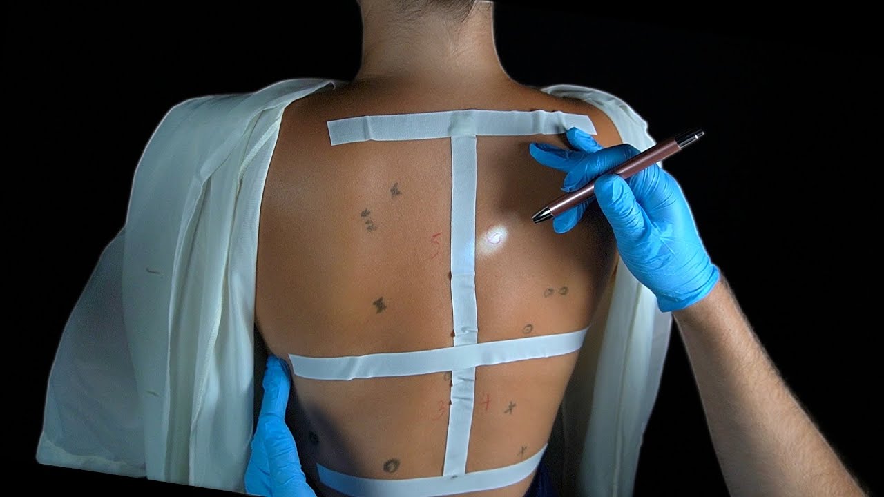 ASMR [Real Person]  BACK EXAM , Skin and Mole Check, Tracing, Drawing, Measuring - No talking