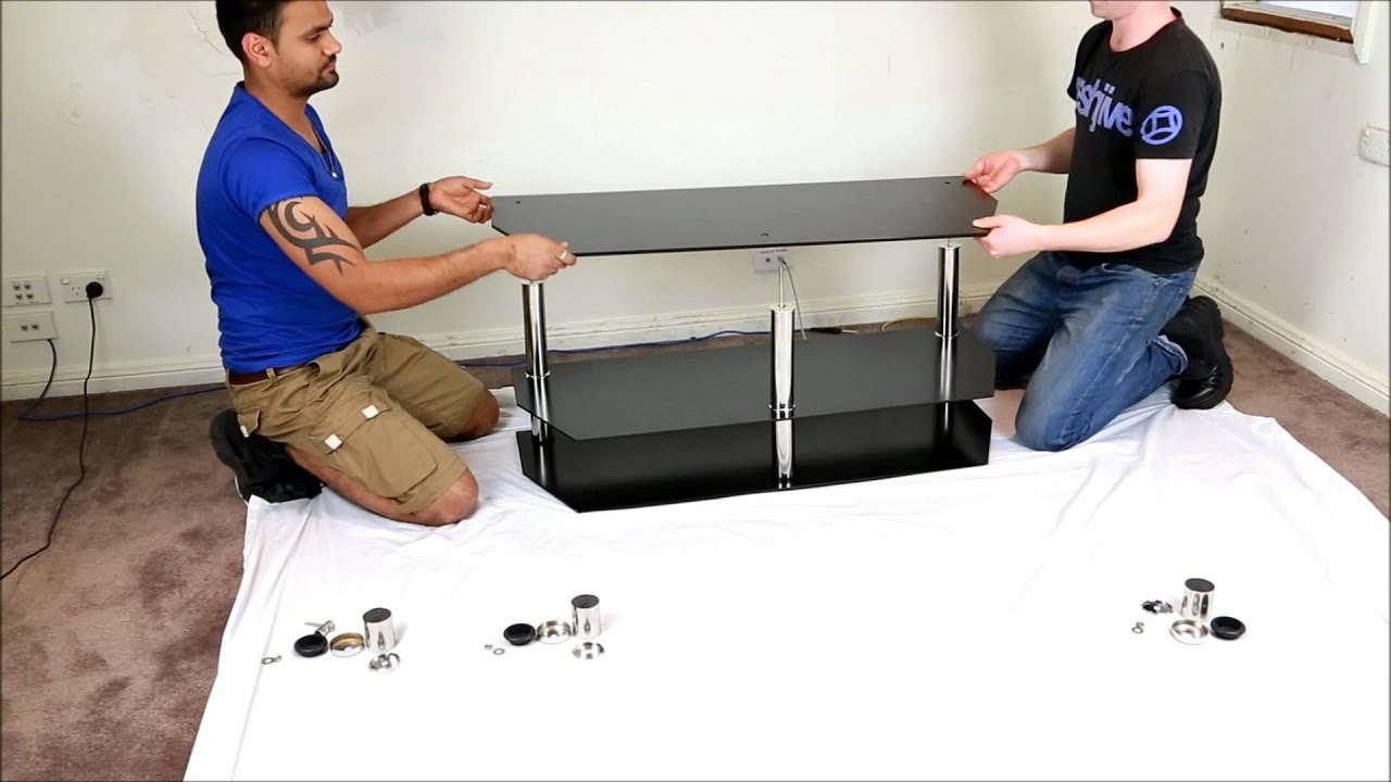 140cm LCD/Plasma Black Tempered Glass TV Stand