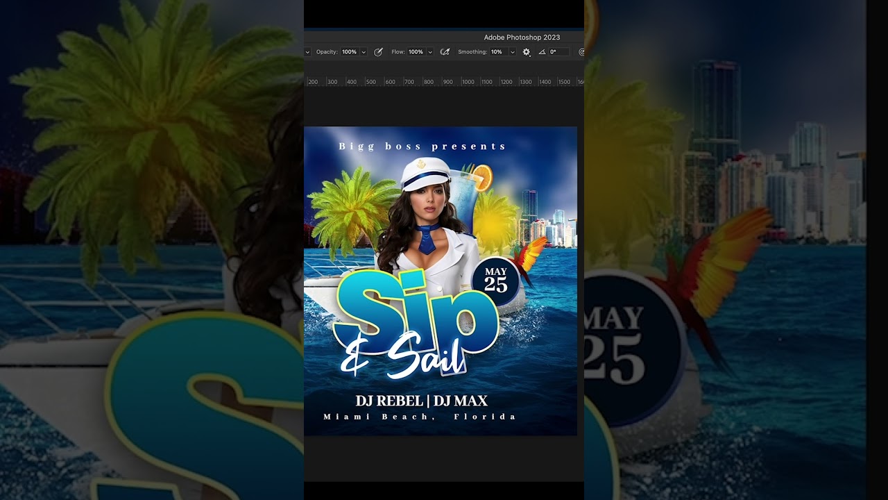 Promo : Learn how to make yatch party flyer Sip and sail easy and creative !!