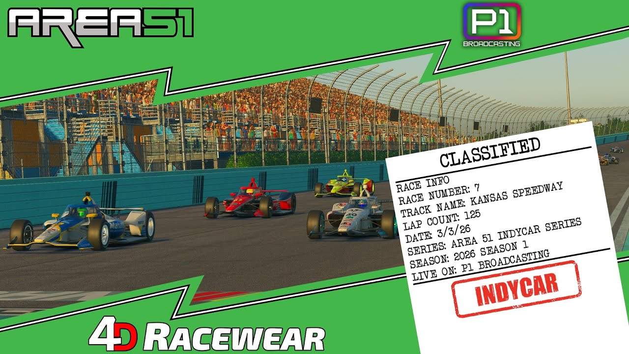 Area 51 IndyCar Series | KANSAS | 2026 S1R7 | iRacing IndyCar Broadcast