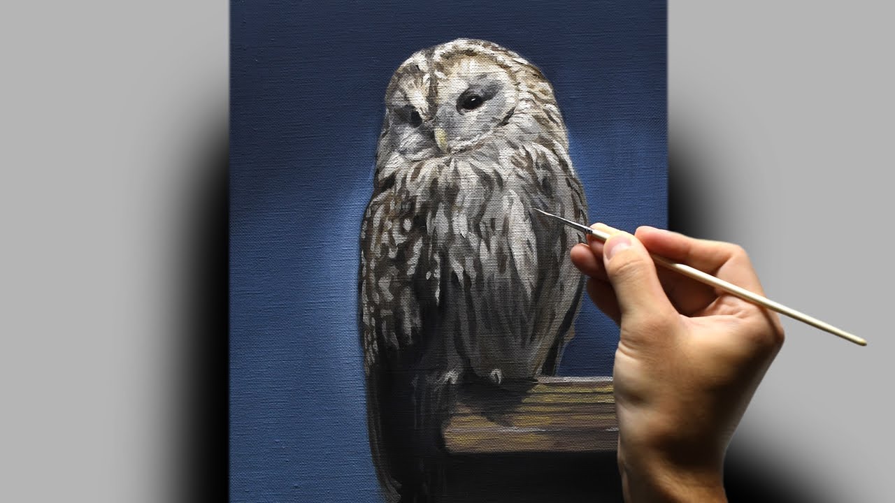 [油絵] 3時間30分で描くリアルなフクロウのメイキング | 描き方 | Oil Painting | -No.599