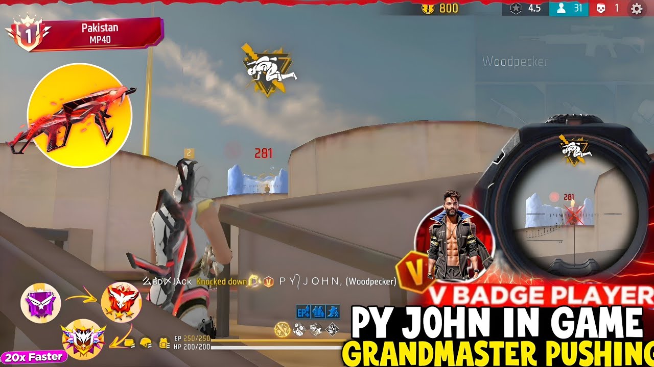 V badge PLAYERS🔥 PY JOHN Verr afridi 🥶📈MP40 Pakistan Region Top 1 Title Unlocked||Season 49 Ep 13 ||