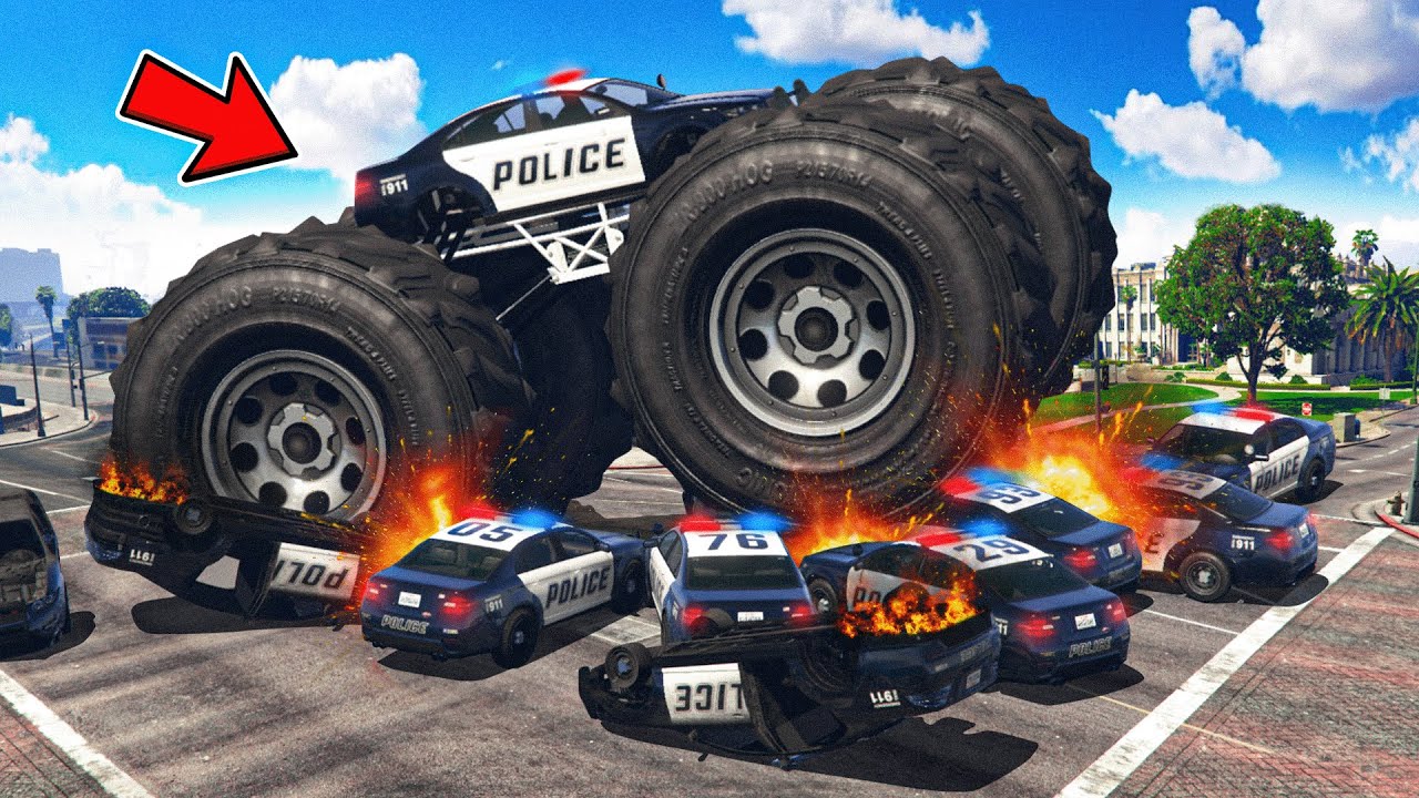 Trolling Server with Monster Cop Car.. GTA 5 RP