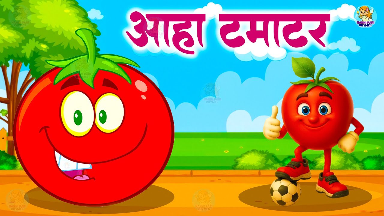 Aaha Tamater - आहा टमाटर बड़ा मज़ेदार | Popular Hindi Rhymes | Poems For Kids | Nanhi Pari Rhymes.