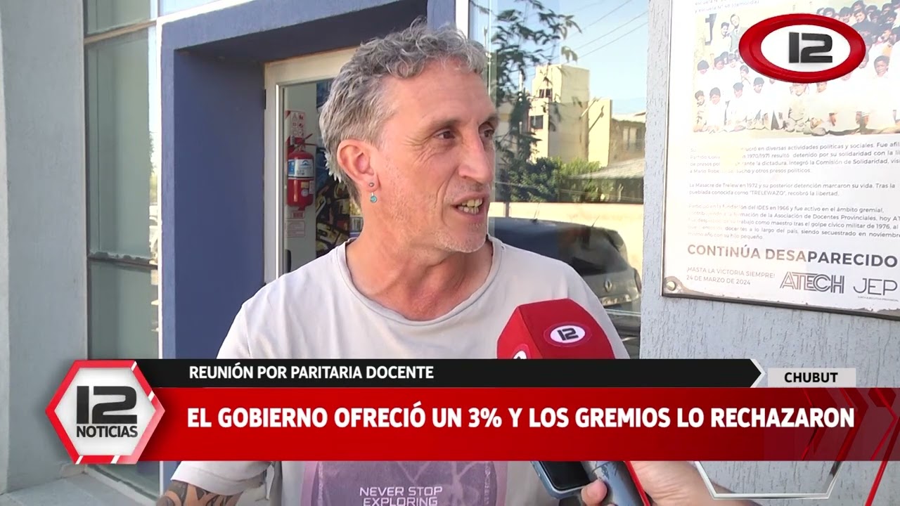 CHUBUT | REUNIÓN POR PARITARIA DOCENTE: EL GOBIERNO OFRECIÓ UN 3% Y LOS GREMIOS LO RECHAZARON