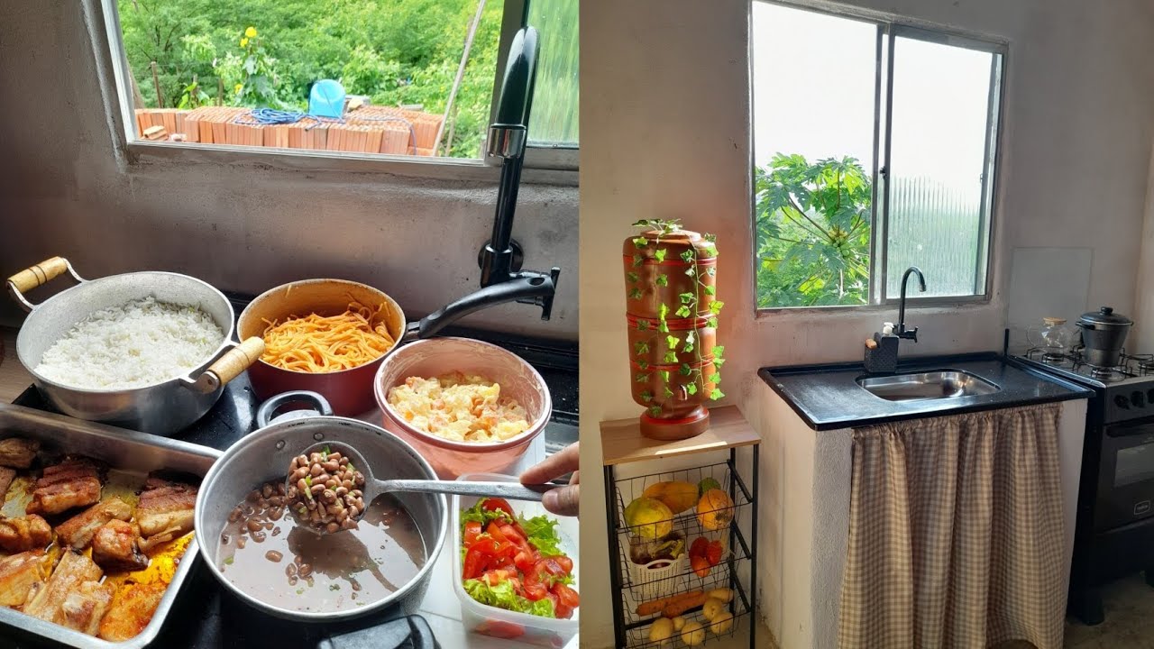 Almoço no capricho aqui no interior do Ceará 🏠🥘🍛🥕🧄 #almoço #donadecasa #limpeza 