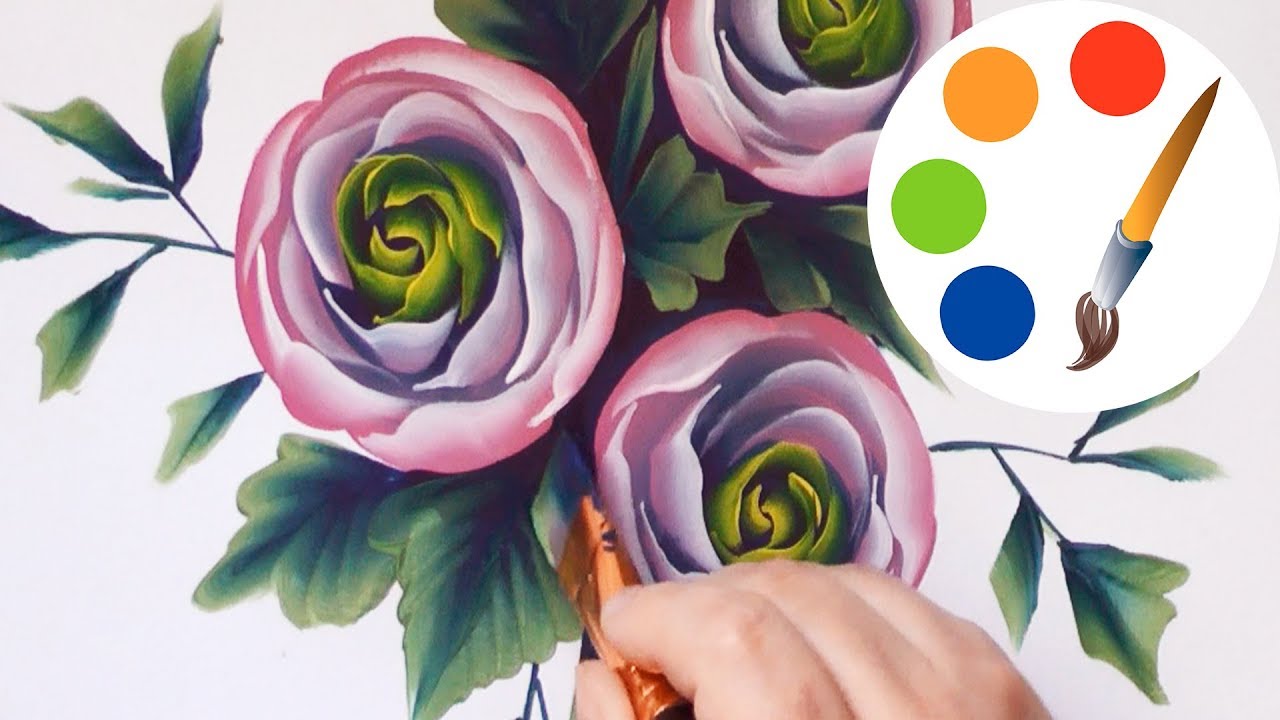 How to paint  Ranunculus by a flat brush, tutorial