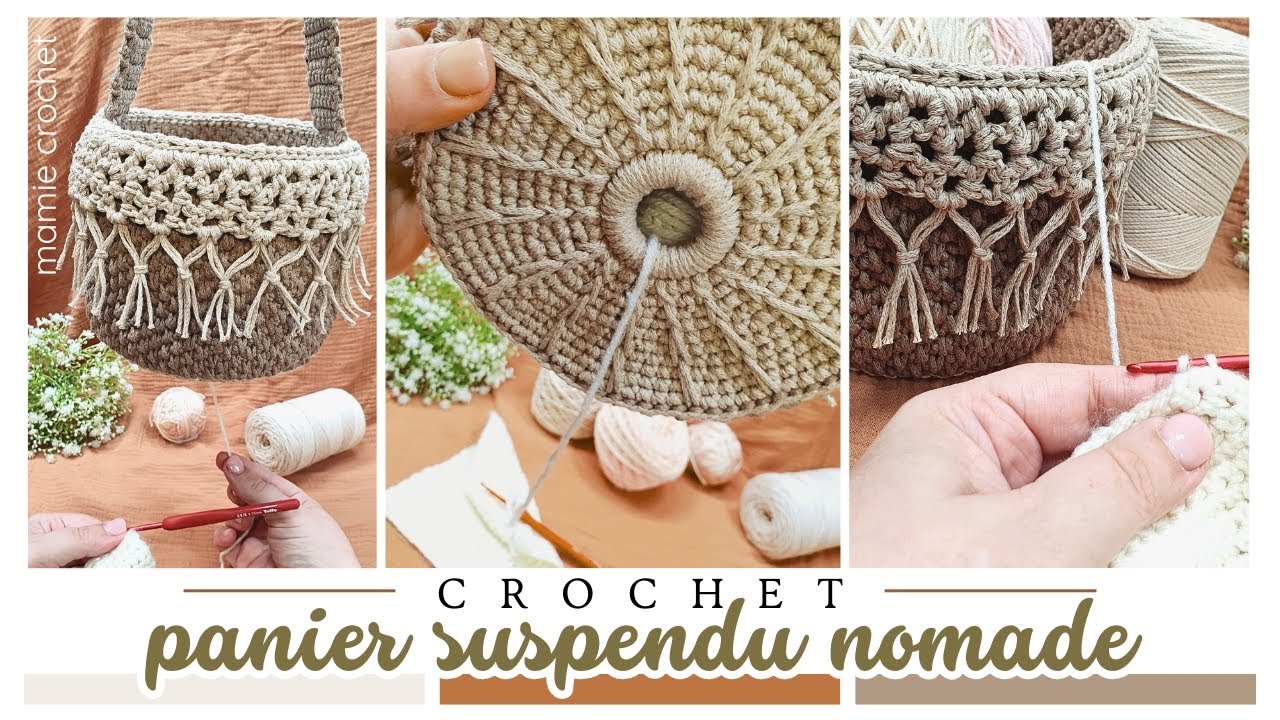 ⭐ CORBEILLE SUSPENDUE DEVIDOIR DE FIL POUR CROCHET  OU PORTE POT⭐TUTO NOMADE @MamieCrochet