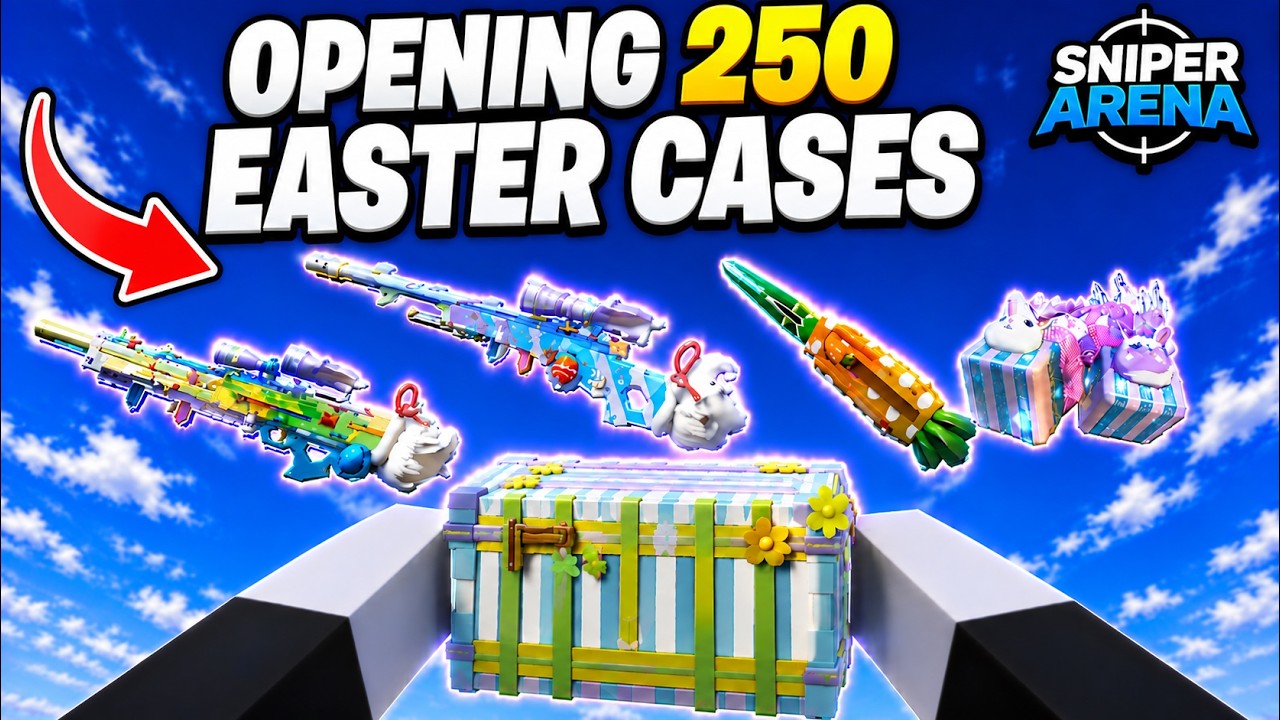 Opening 250 Easter Cases in Sniper Arena Roblox...