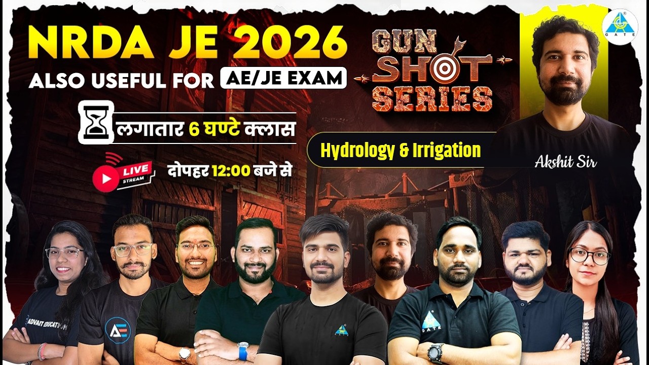 NRDA JE l Gun Shot Series| Marathon लगातार 6 घंटे क्लास |Hydrology & Irrigation|#nrdaje #sscje #mpje