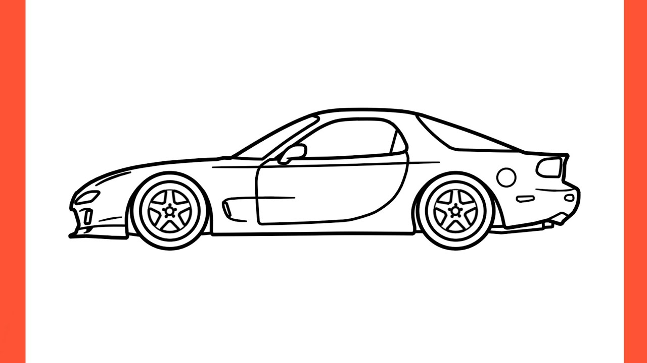 How to draw a MAZDA RX-7 easy / drawing mazda rx7 1992 car step by step