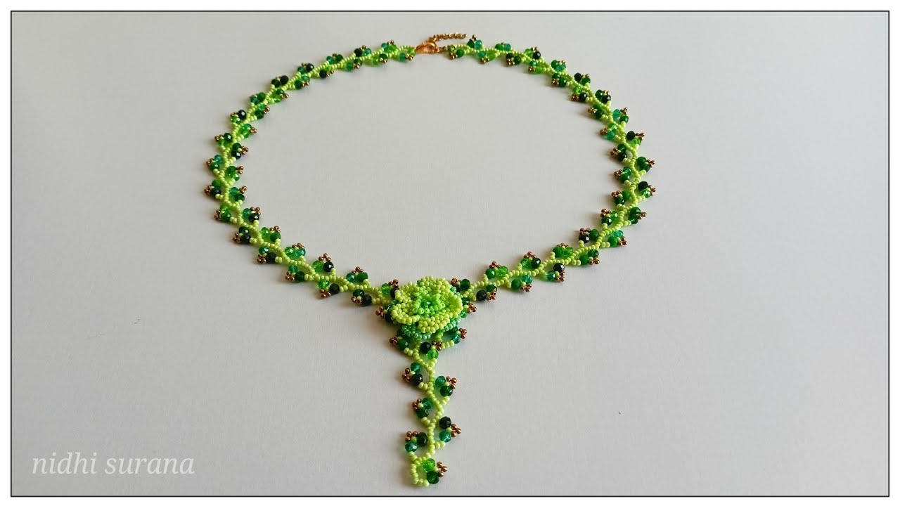 Lush Necklace/How to make Jewelry with seed beads & Crystal/Easy tutorial diy