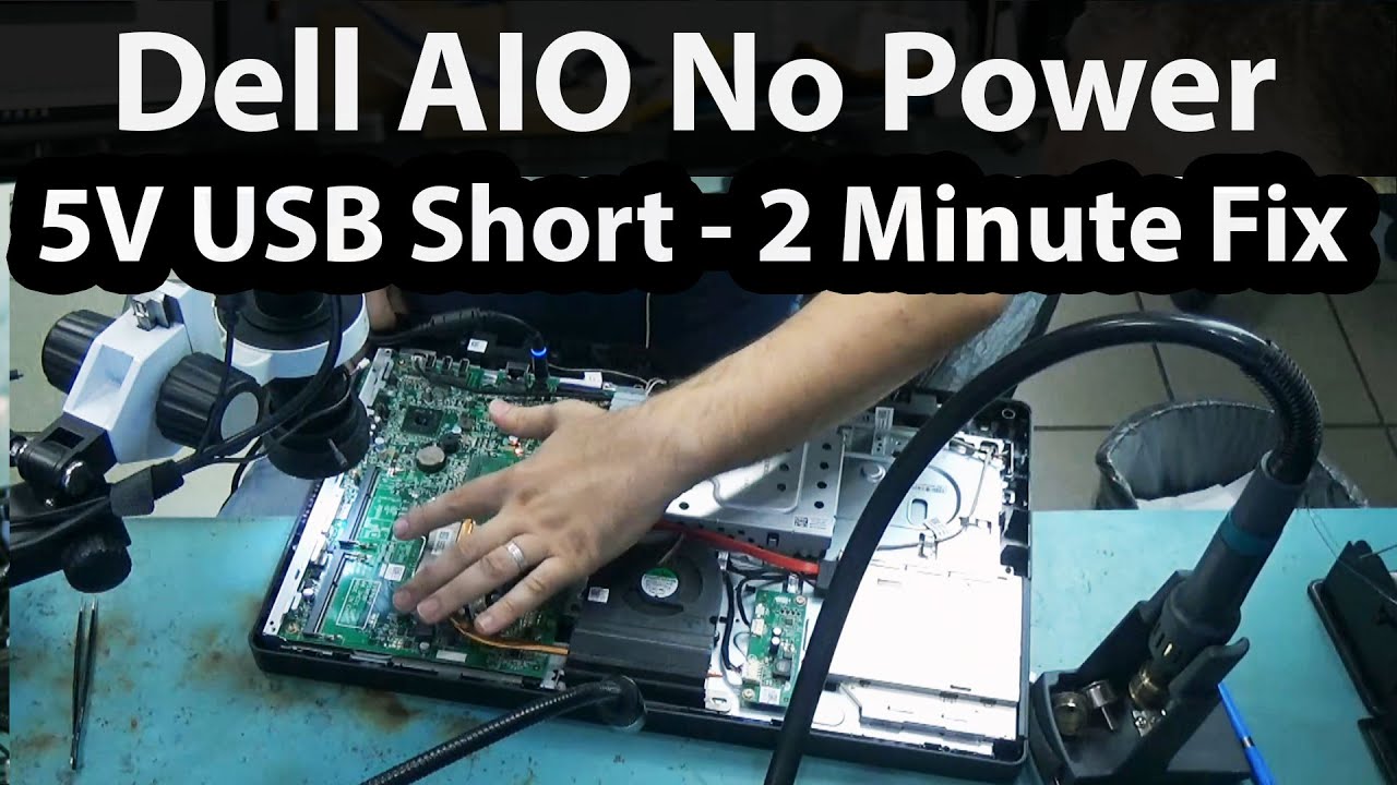 Dell Inspiron 2020 AIO No Power Caused by 5V USB Short -  2 Minute Fix