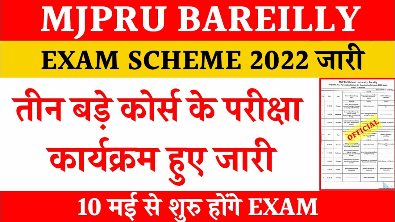 Mjpru exam scheme 2022 | Exam schedule mjpru 2022