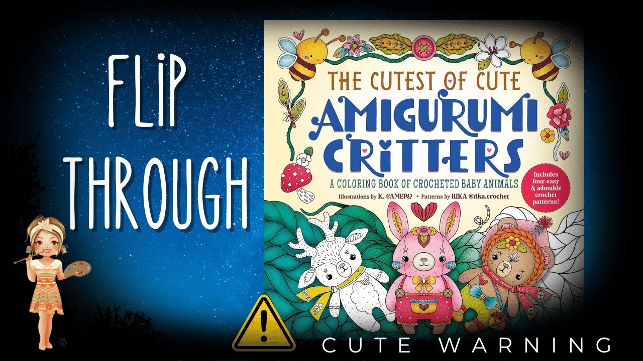 The cutest of cute amigurumi critters  Adult coloring book |Flip through