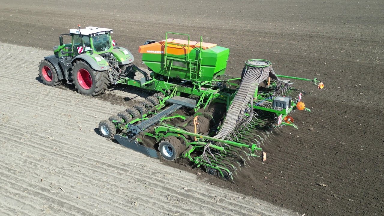 FENDT 942 mit neuer 9 Meter AMAZONE CIRRUS Drille / 4K