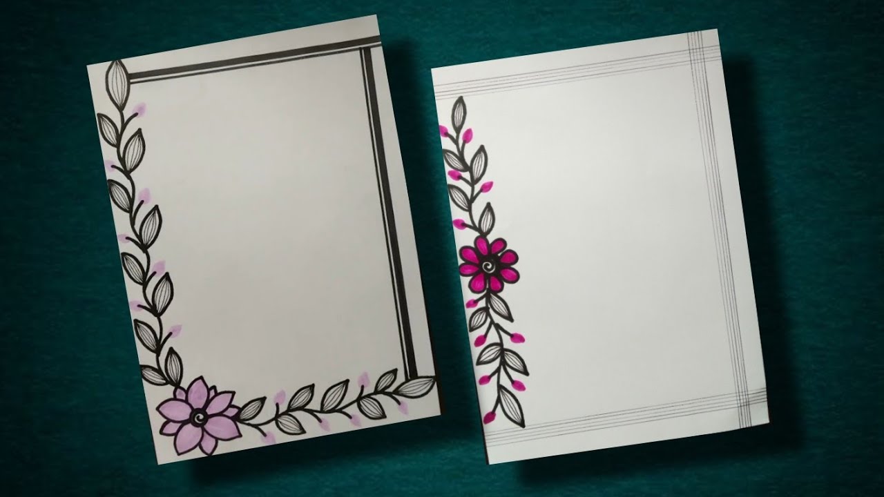 Beautiful 2 flower border design l Easy border design for Project Work, assignment and coverpage l