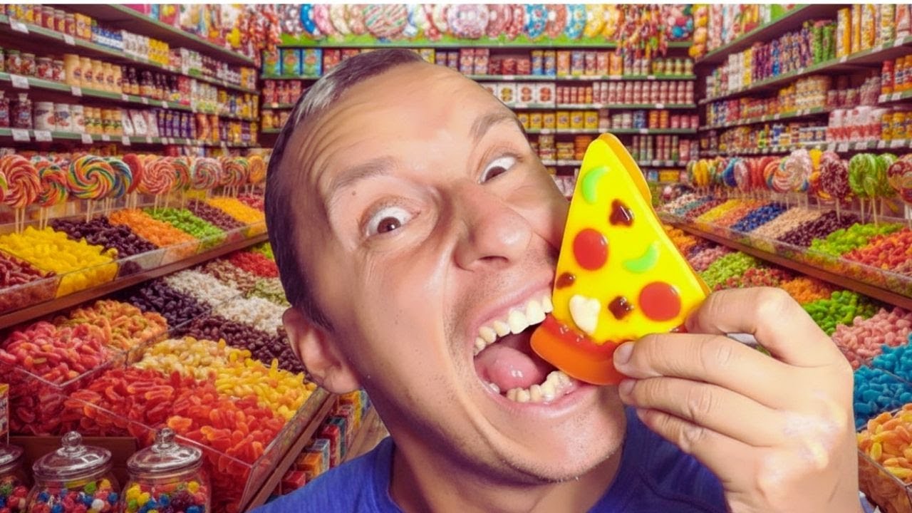 🍕 טעמתי פיצה ומילקשייק עשויים מגומי! 🥤 #asmr  מרגיע במיוחד