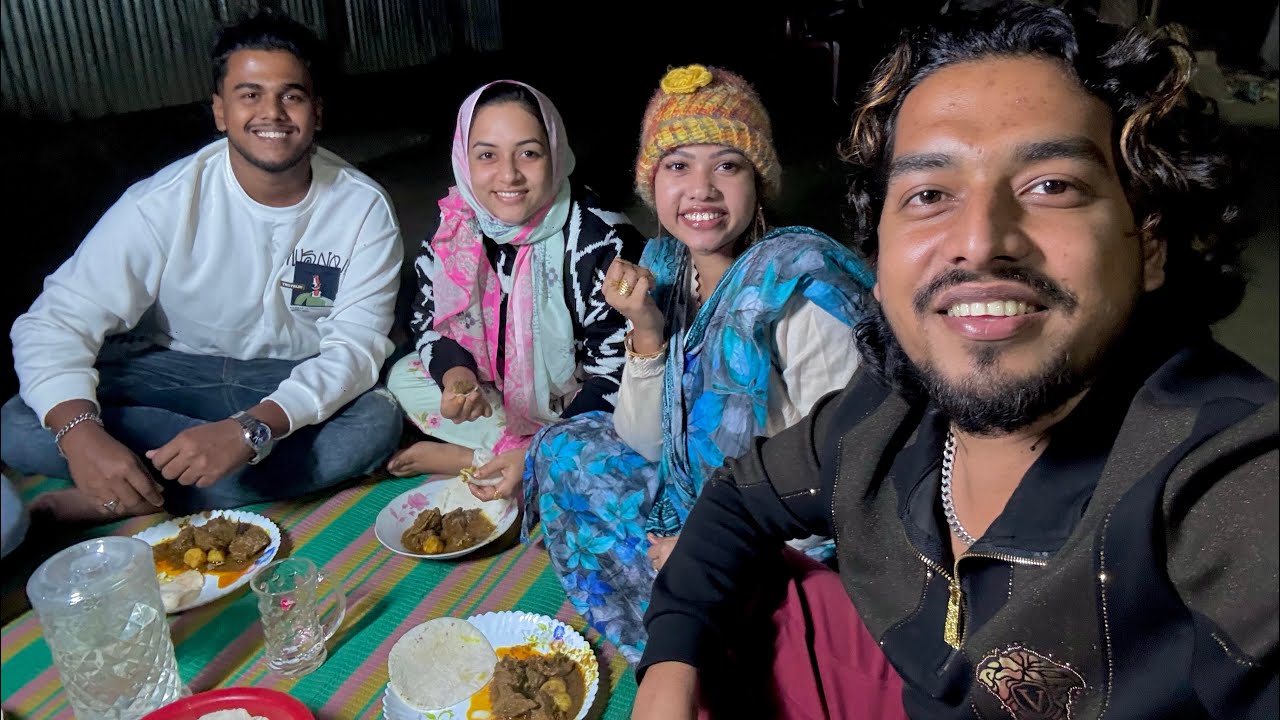 শীতের রাতে গ্রামে এসে হাসের মাংস দিয়ে চালের রুটি 😋
