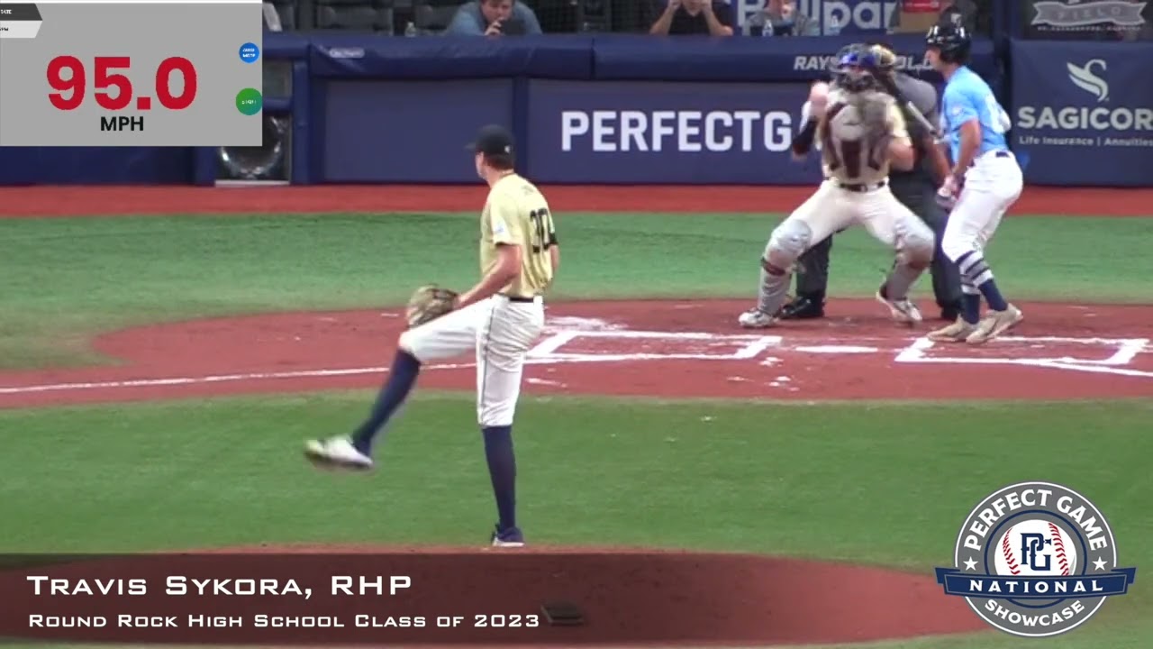 Travis Sykora Prospect Video, RHP, Round Rock High School Class of 2023, PG National CF