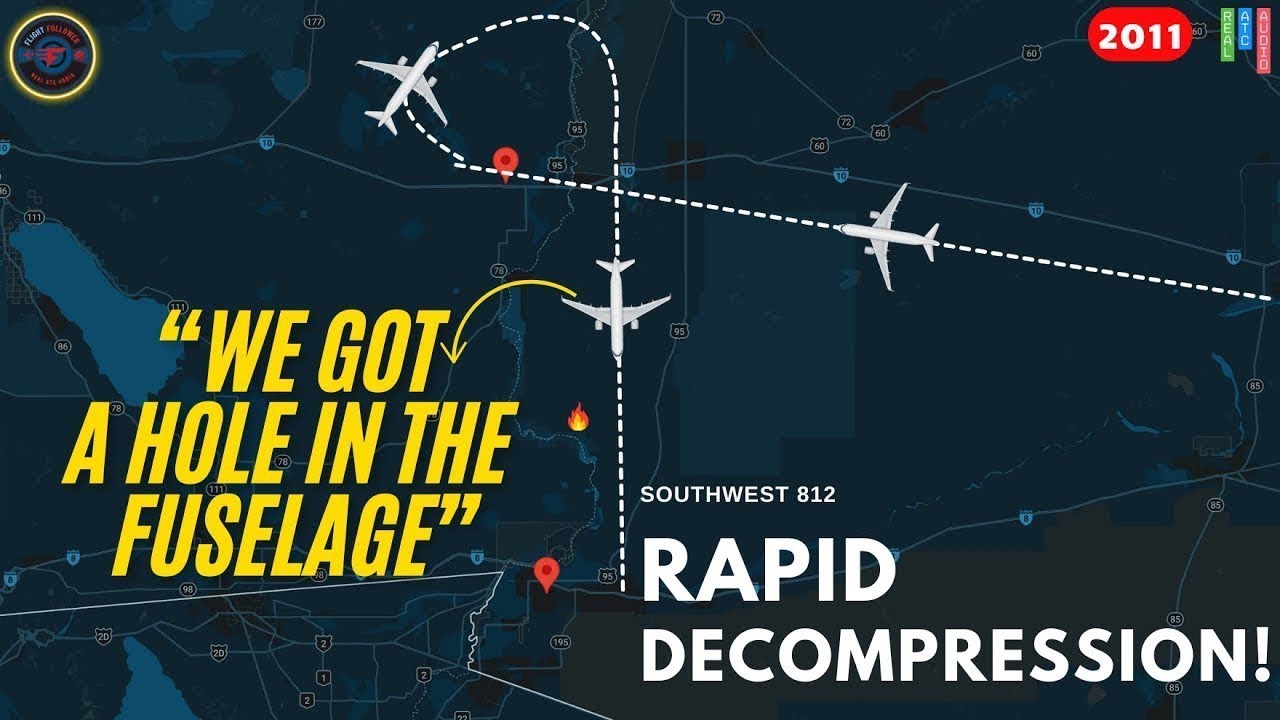 (REAL ATC) Southwest 812 HOLE IN THE FUSELAGE! Rapid decompression and Emergency descent!