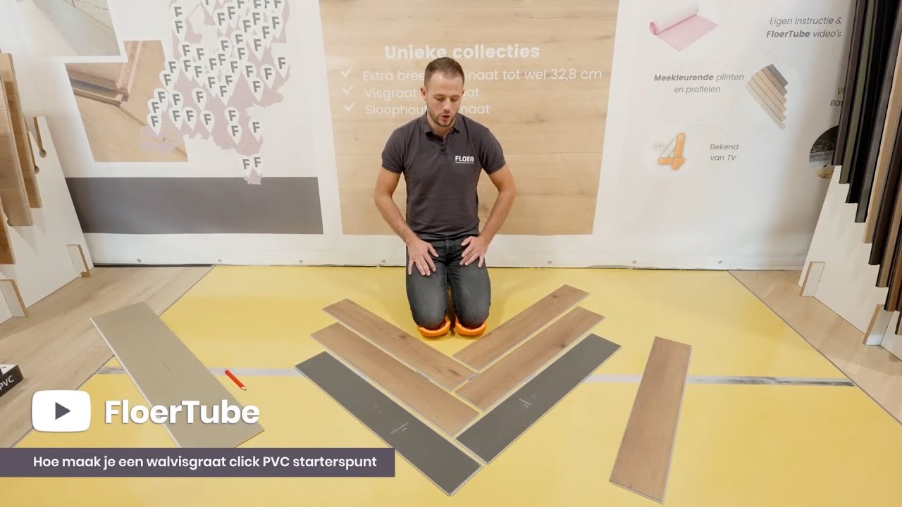 Hoe maak je een Walvisgraat Click PVC Starterspunt - XL Visgraat Klik PVC leggen - FloerTube #33