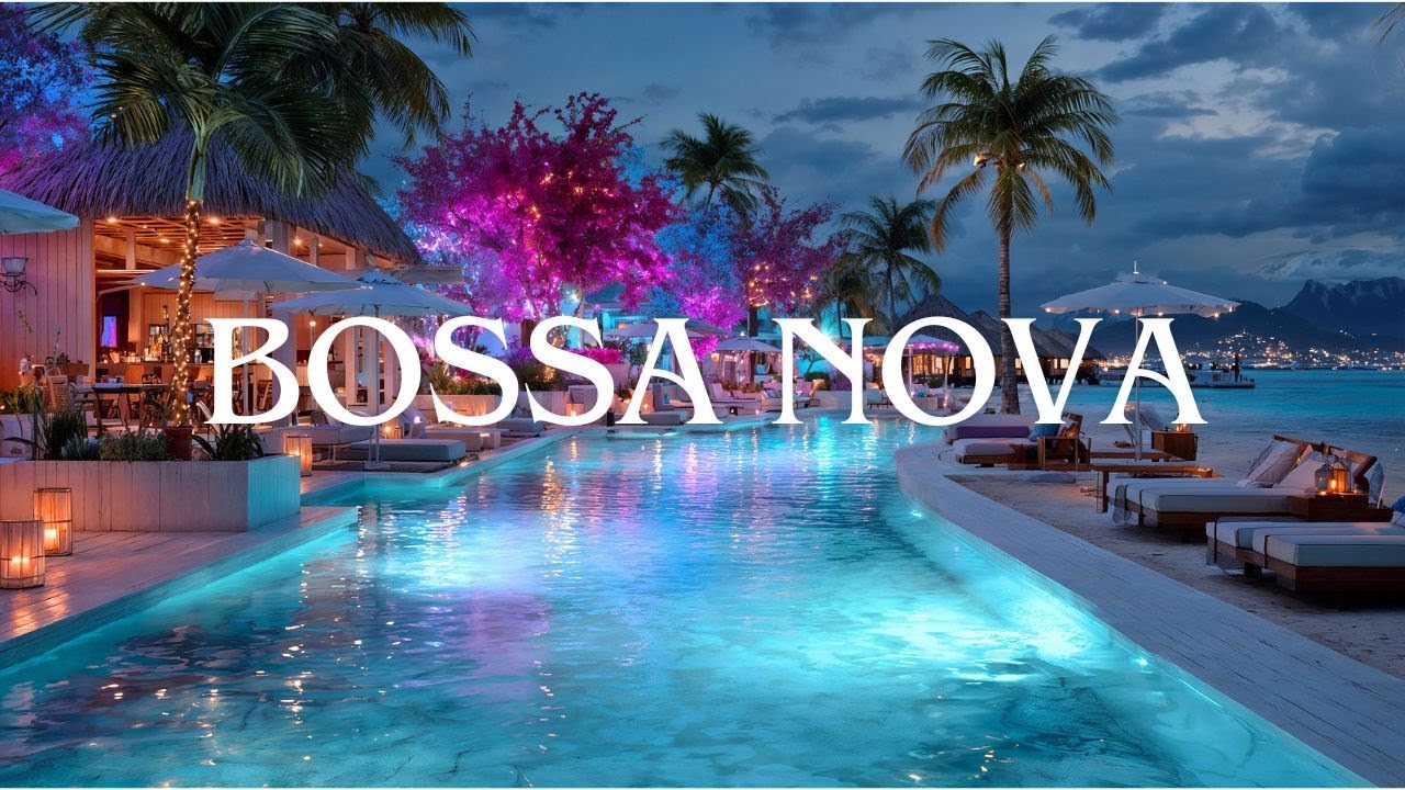 Luxury Night Bossa Nova – Relaxing Beachfront Jazz with Ocean Waves & Cozy Lights
