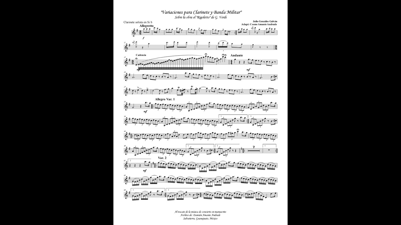 Variaciones para Clarinete - Sobre el Rigoletto de G. Verdi - Julio González Galván