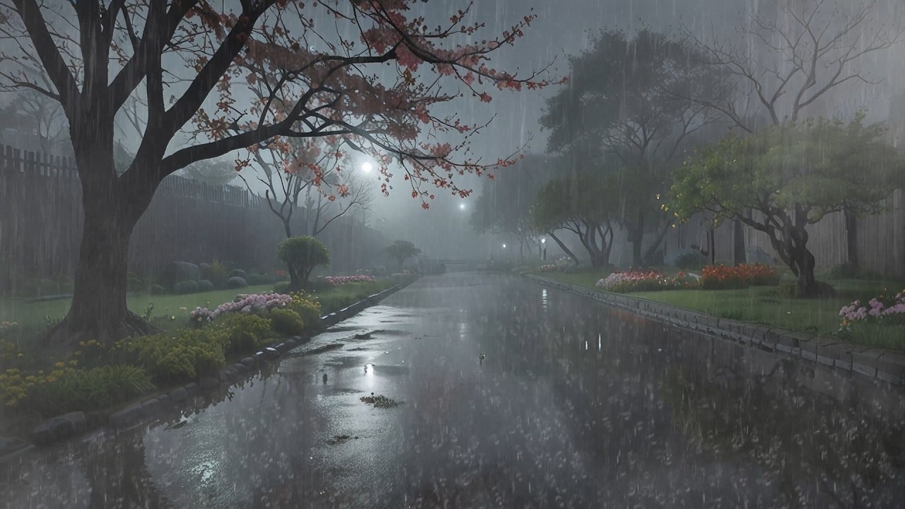 Soothing Rainfall Sounds and Calm Thunderless Night Ambience for Sleeping and Inner Peace