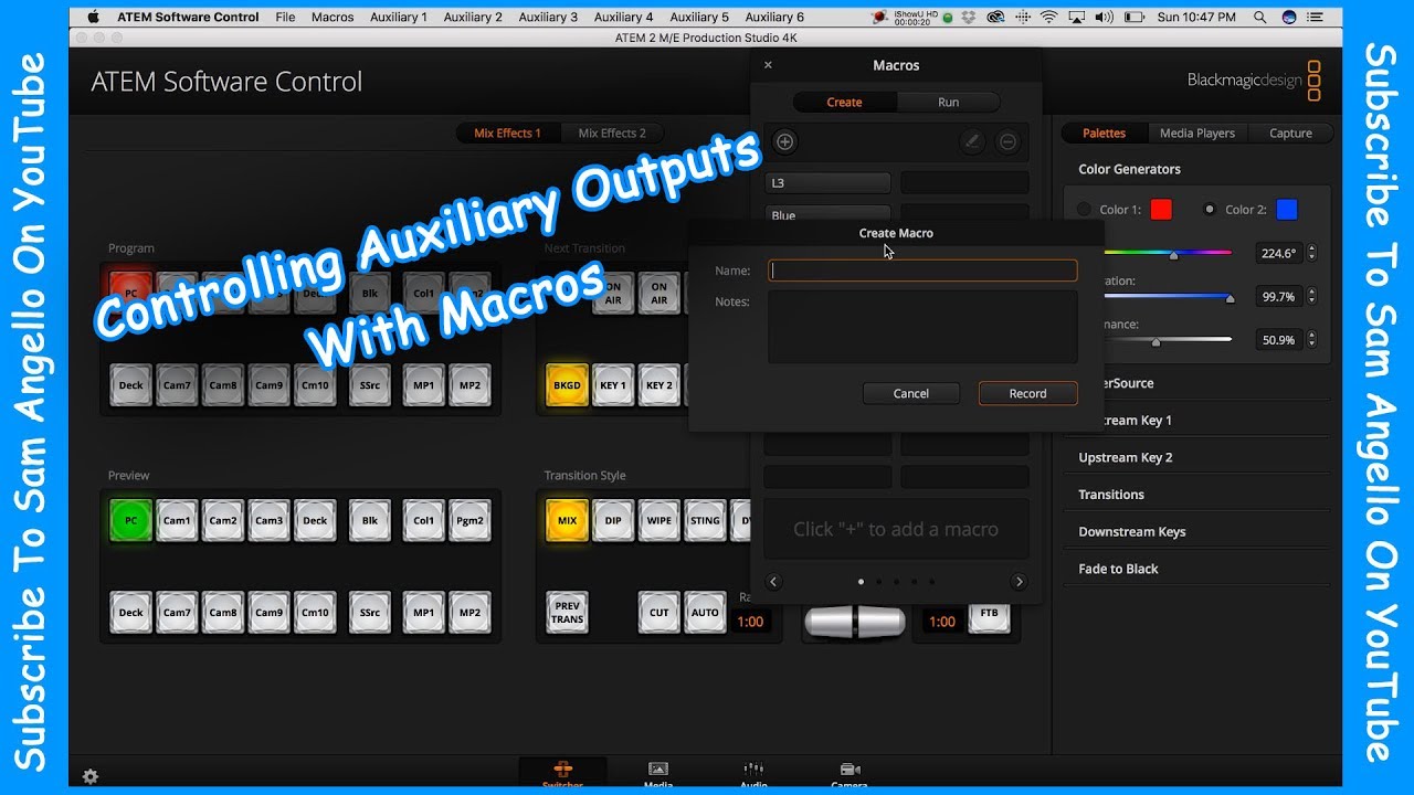 Controlling Auxiliary Outputs With Macros - BlackMagic Design ATEM  Video Switcher