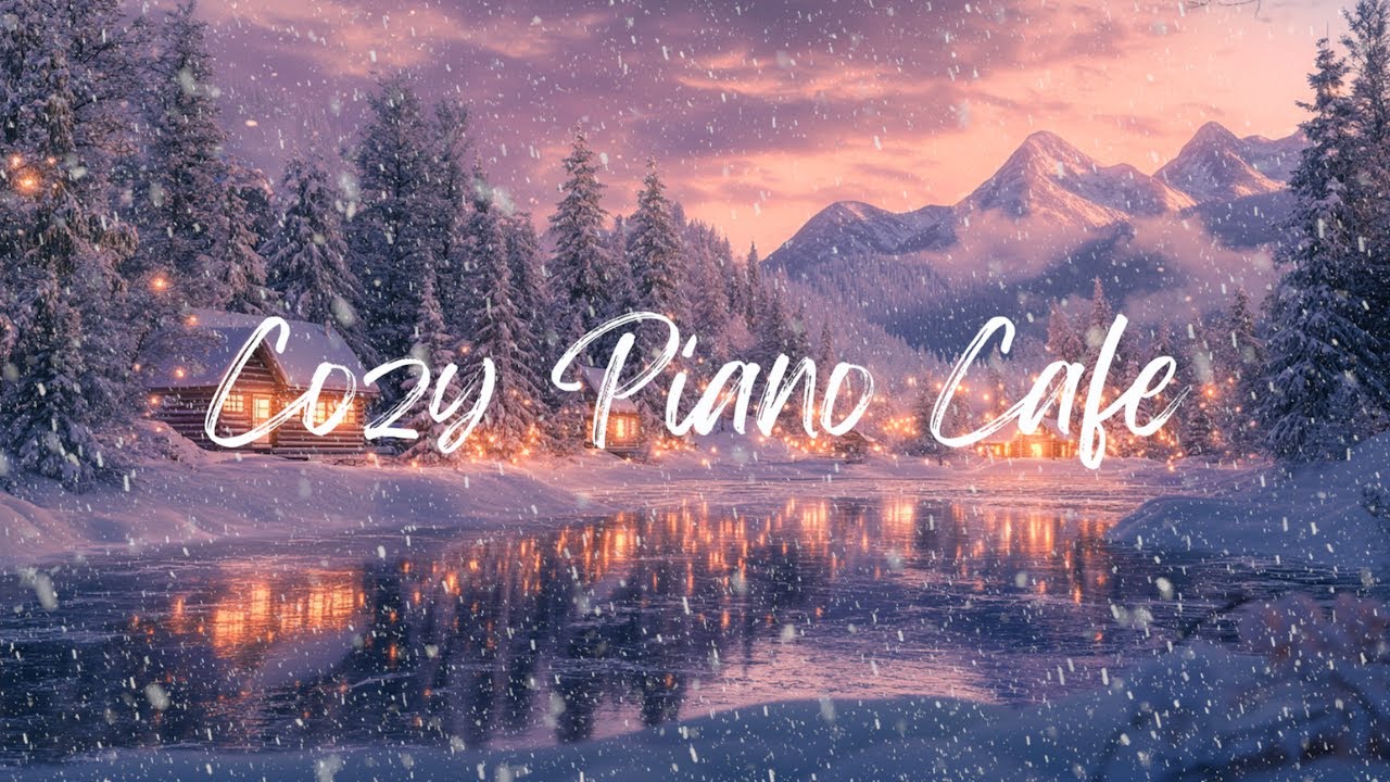 Winter Ambiance with Snowfall Sounds & Scenic Mountain Sunset Views | Relaxing Instrumental Music