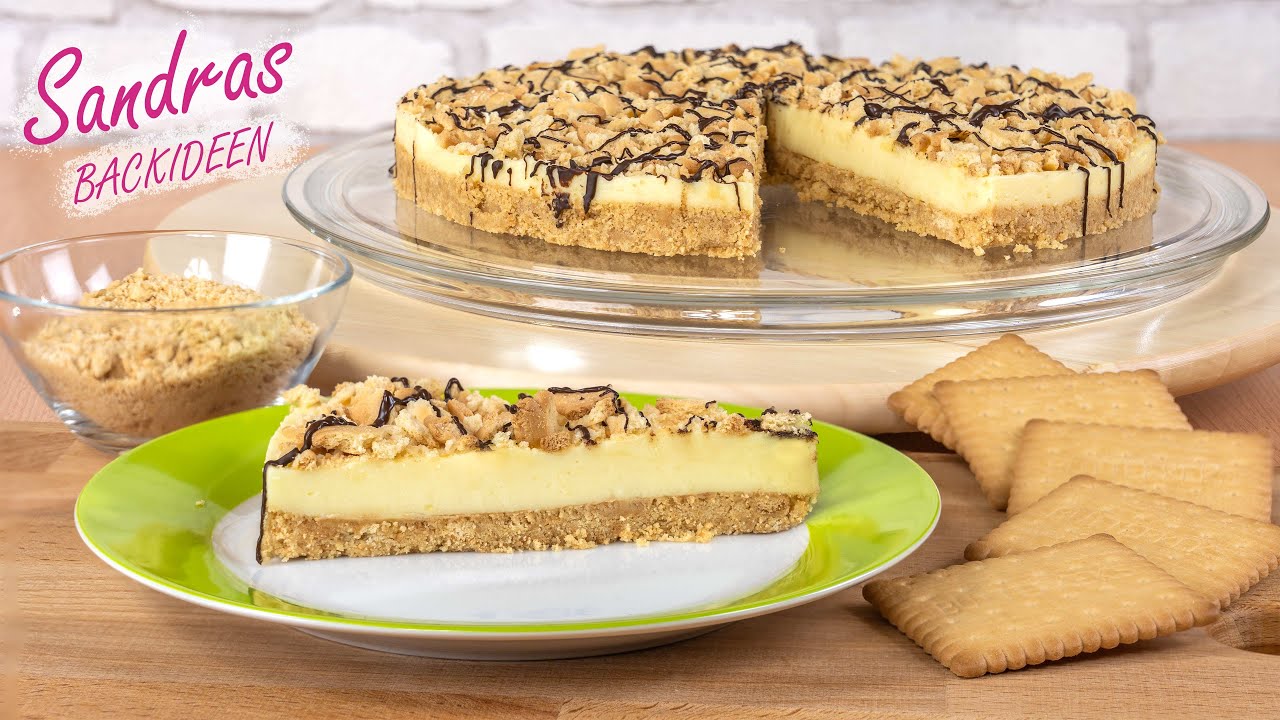 schneller Butterkekskuchen mit Puddingcreme - einfach & lecker / ohne Backen