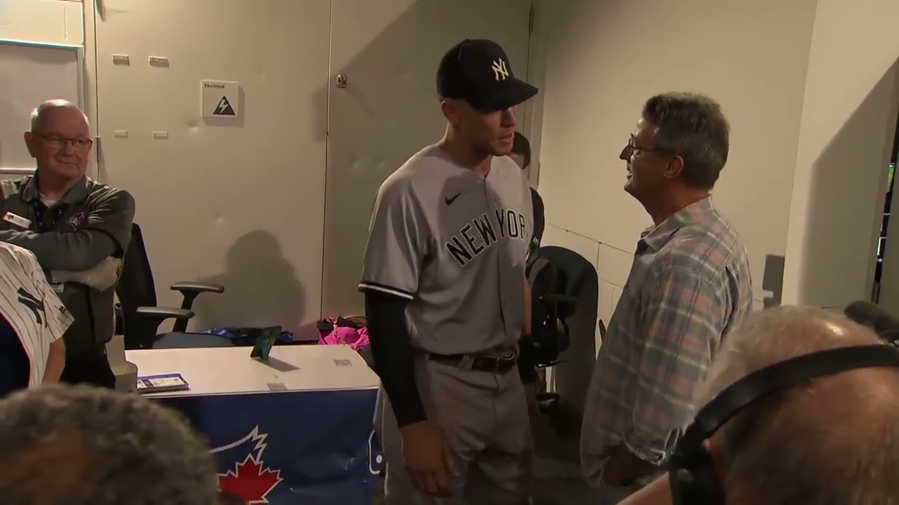 Aaron Judge talks with Roger Maris Jr. after tying his dad's AL home run record | MLB on ESPN