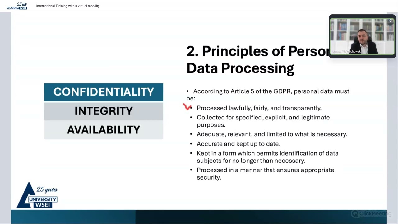7 years of GDPR - lecture (virtual mobility) by Dr Łukasz Wojciechowski, Associate Professor