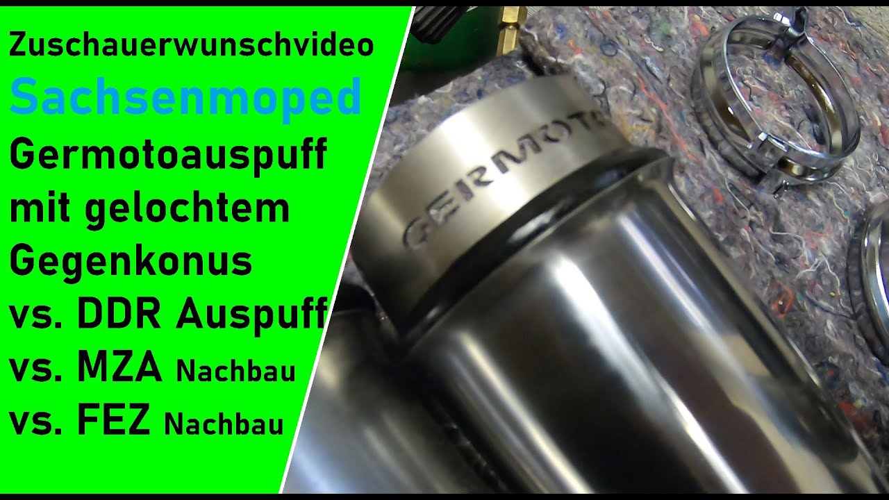 Simson bester Auspuff ? Vergleich Sachsenmoped Germoto vs MZA FEZ DDR Auspuff Prüfstand CO2radtechnk