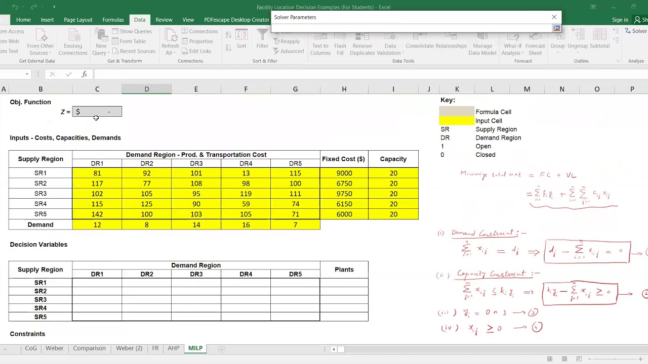 02_02_P2 Решение Excel для модели MILP для размещения объектов с учетом ограничений по мощности