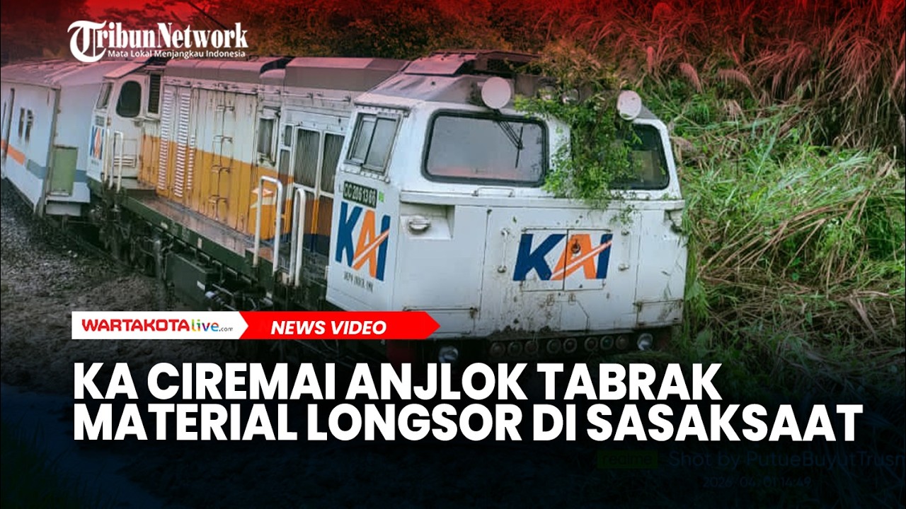 KA Ciremai Anjlok Tabrak Material Longsor di Sasaksaat, Kab Bandung