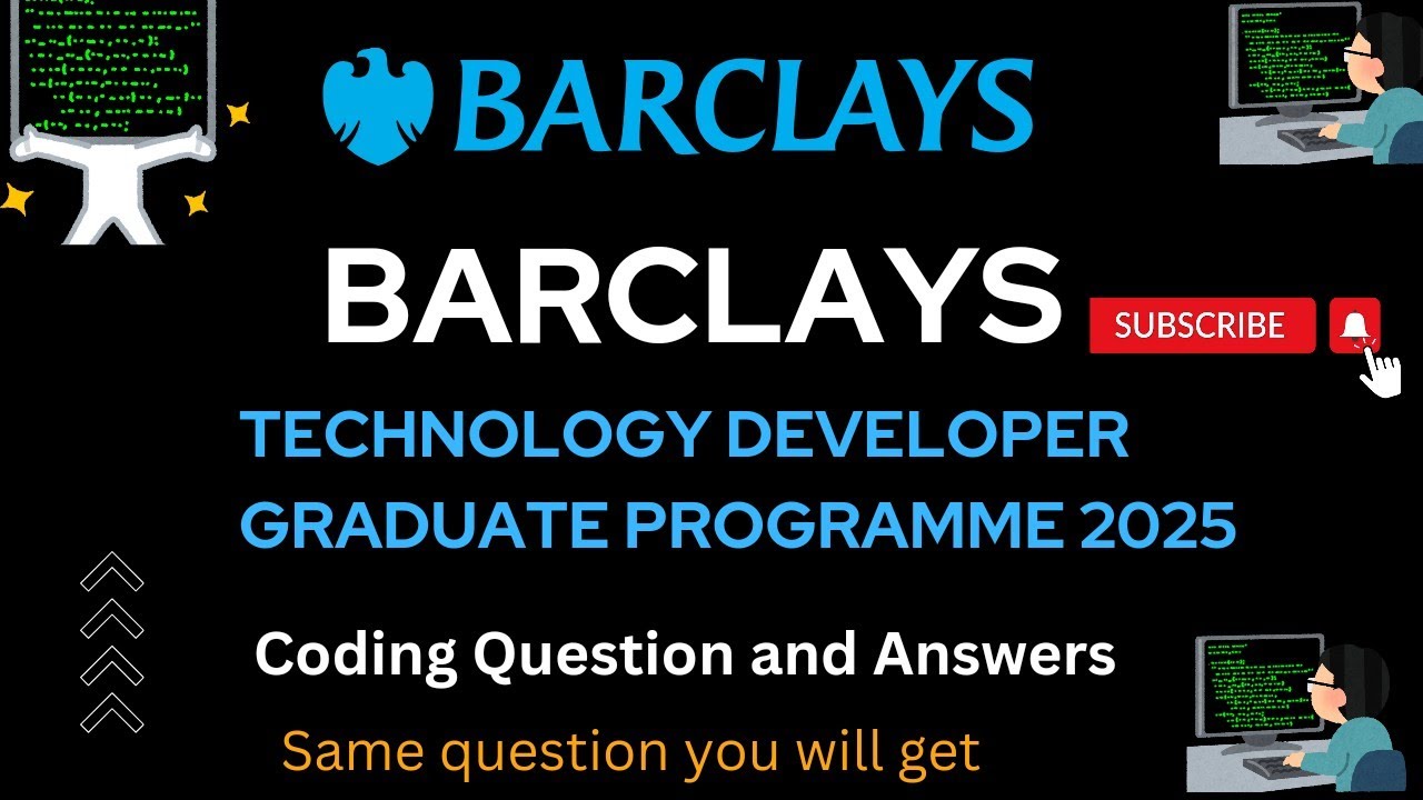Barclays Technology Developer Graduate Part-1  2025 Assessment Coding Question and Answers #itjobs