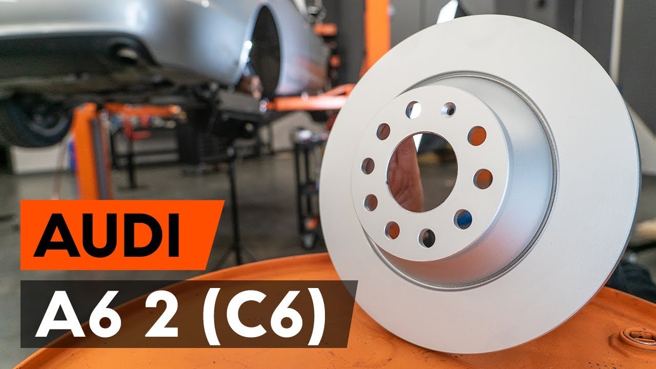 How to change rear brake discs / rear brake rotors on AUDI A6 2 (C6) [TUTORIAL AUTODOC]