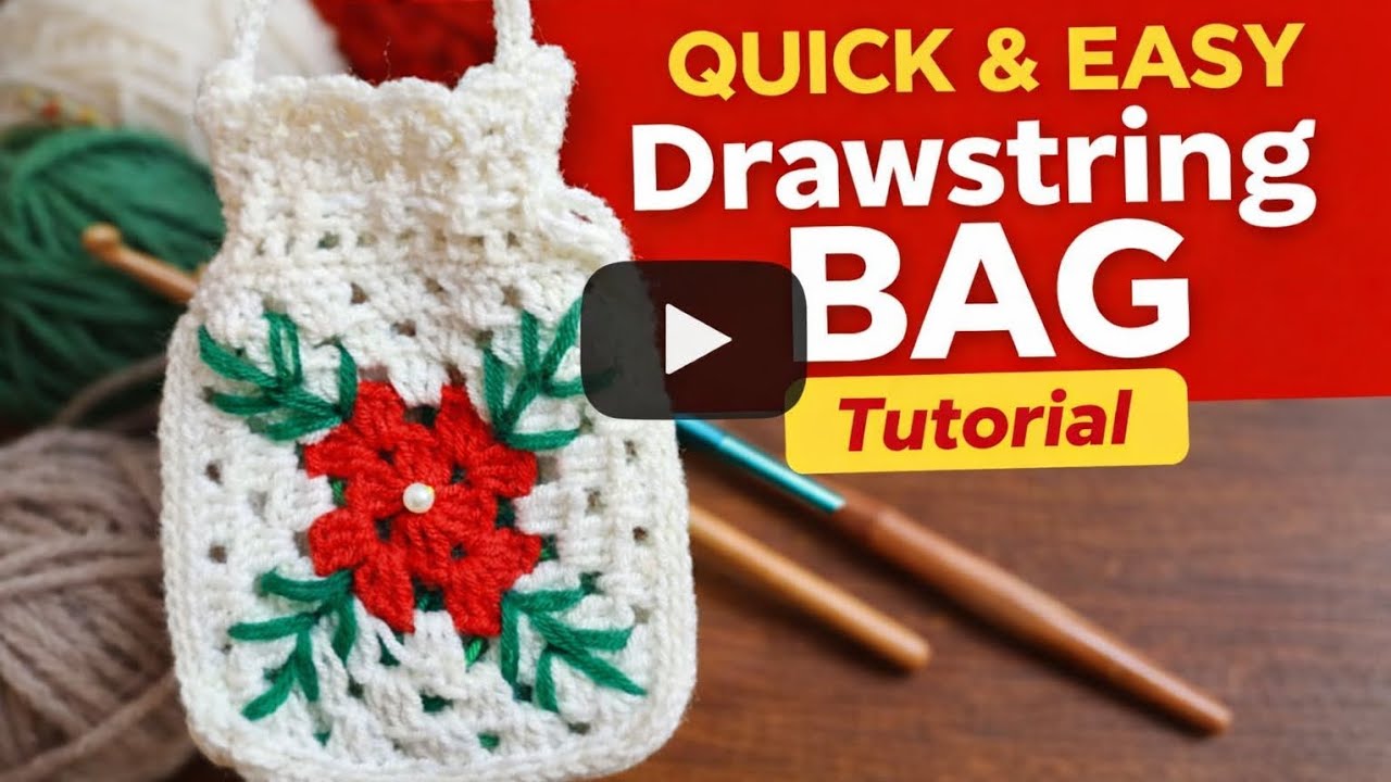 Quick & Easy Crochet Drawstring BAG Tutorial Step By Step 