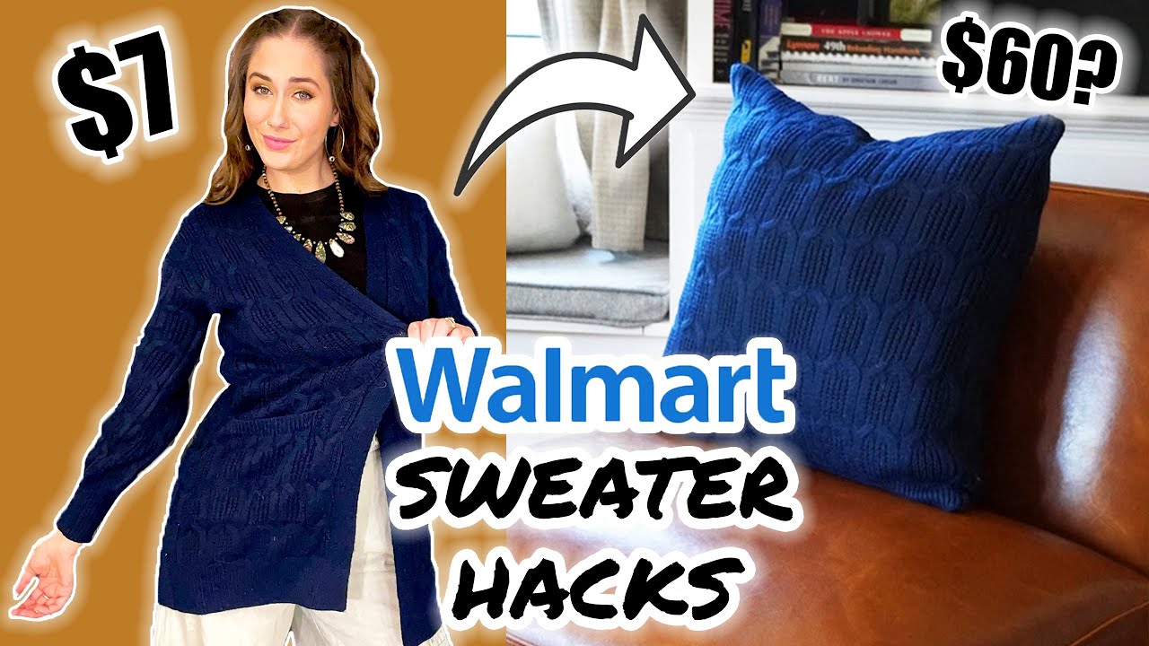 Лайфхаки по вязанию свитеров в Walmart | Вязаный свитер для подушки и накидки