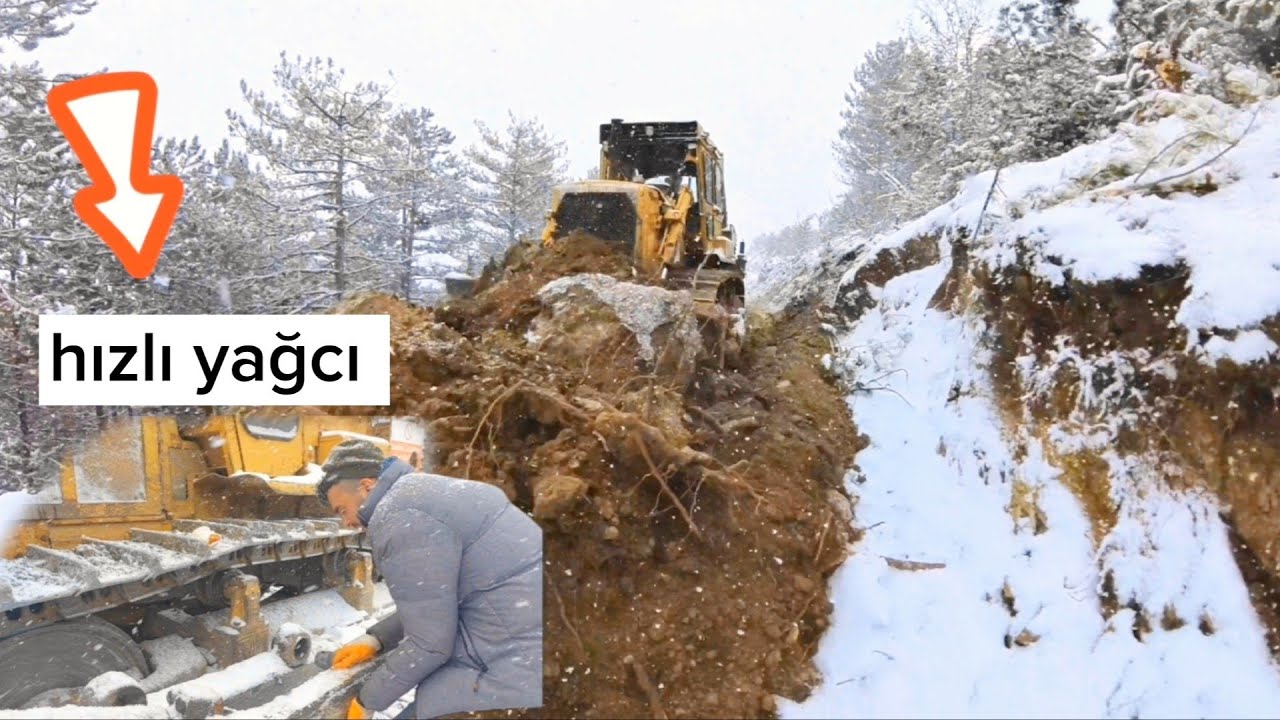 CAT D7 DOZER-ANİDEN KAR BASTIRDI-sobada künefe yaptık-yeni sığınak yaptık  @Greyder_mehmet