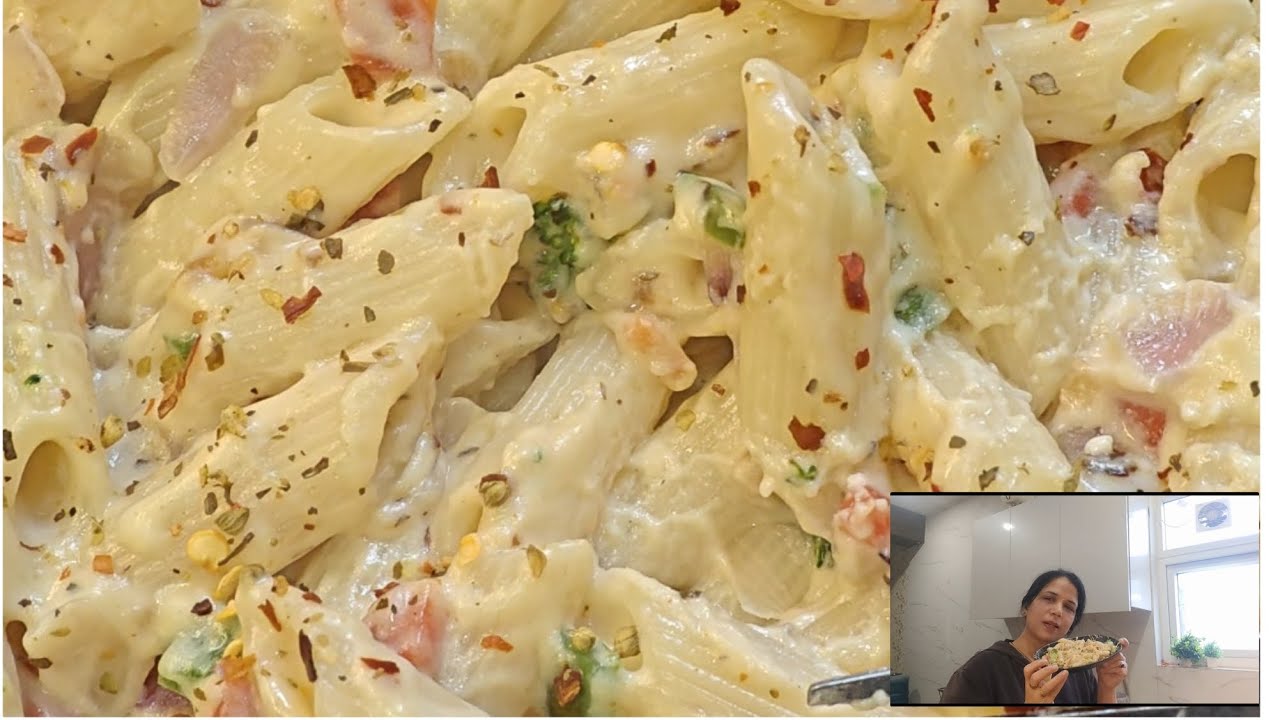 व्हाइट सॉस पास्ता 😋/Easy to cook white sauce pasta 😊