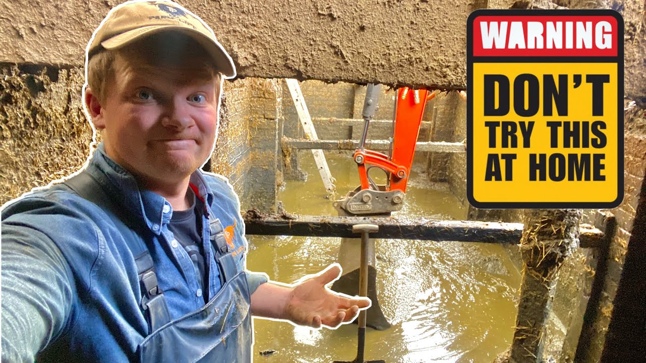 WORLD'S WORST JOB!!... JUMPING IN THE SLURRY STORE!