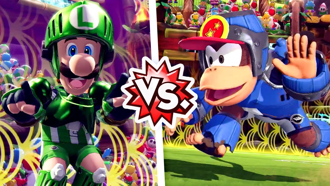 Mario Strikers Battle League - Knight Luigi Vs Barrel Diddy Kong