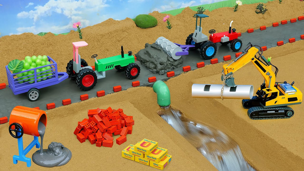 Diy tractor mini Bulldozer to making concrete road | Construction Vehicles, Road Roller