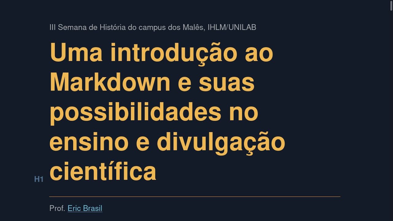 Uma introdução ao Markdown e suas possibilidades no ensino e divulgação científica